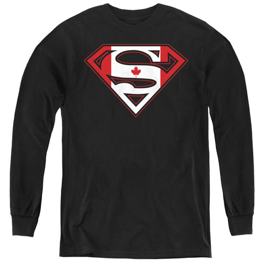 Superman - Canadian Shield - Youth Long Sleeve Tee - Black