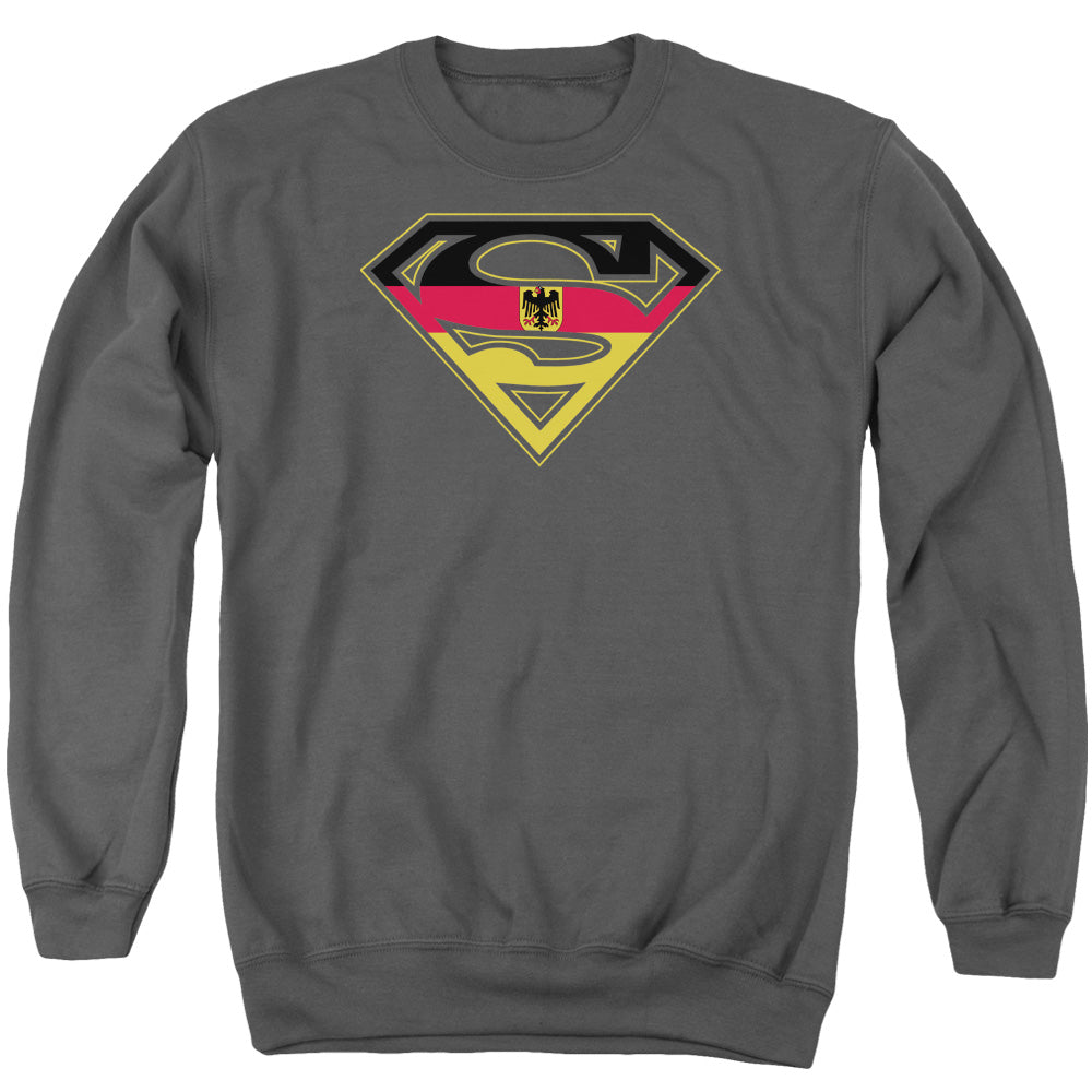 Superman - German Shield - Adult Crewneck Sweatshirt - Charcoal