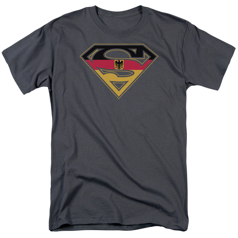 Superman - German Shield - Short Sleeve Adult 18/1 - Charcoal T-shirt