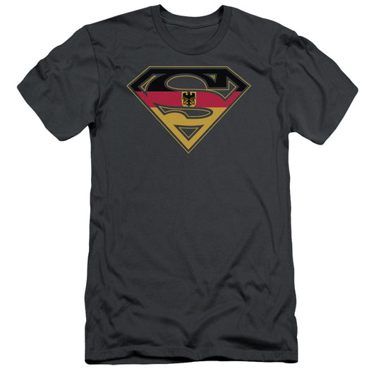 Superman - German Shield - Short Sleeve Adult 30/1 - Charcoal T-shirt