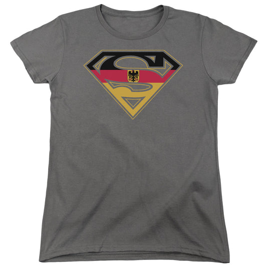 Superman - German Shield - Short Sleeve Womens Tee - Charcoal T-shirt