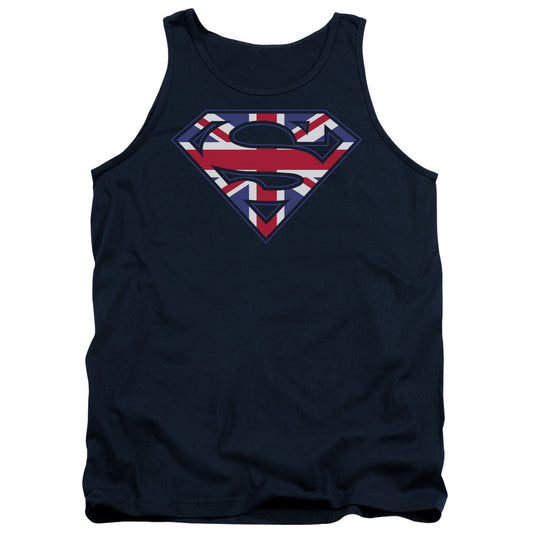 Superman - Great Britian Shield - Adult Tank - Navy