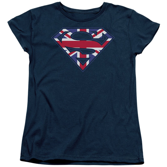 Superman - Great Britian Shield - Short Sleeve Womens Tee - Navy T-shirt