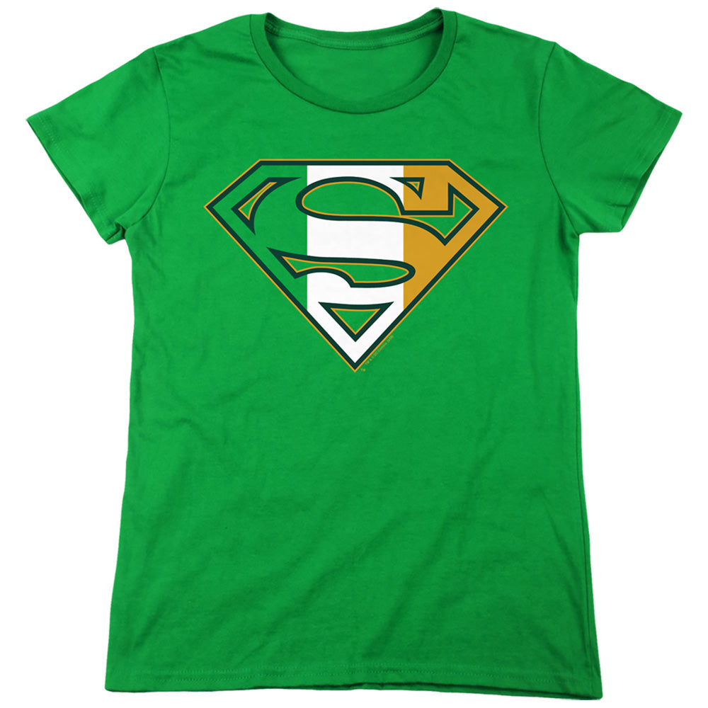 Superman - Irish Shield - Short Sleeve Womens Tee - Kelly Green T-shirt
