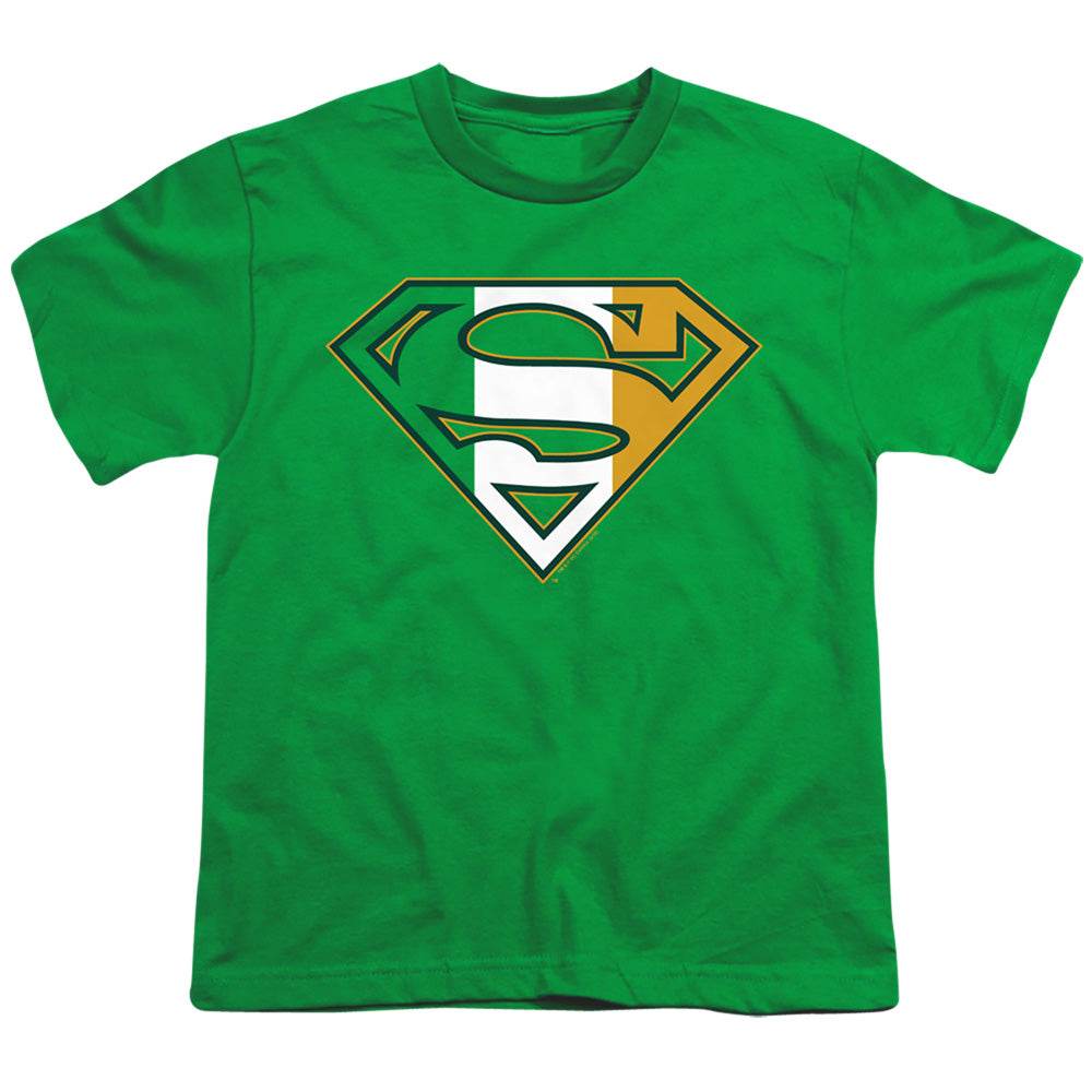 Superman - Irish Shield - Short Sleeve Youth 18/1 - Kelly Green T-shirt