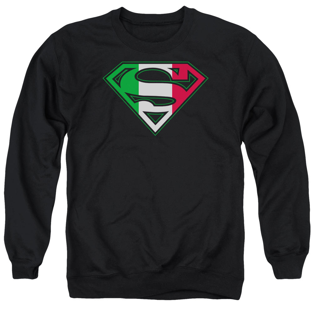 Superman - Italian Shield - Adult Crewneck Sweatshirt - Black