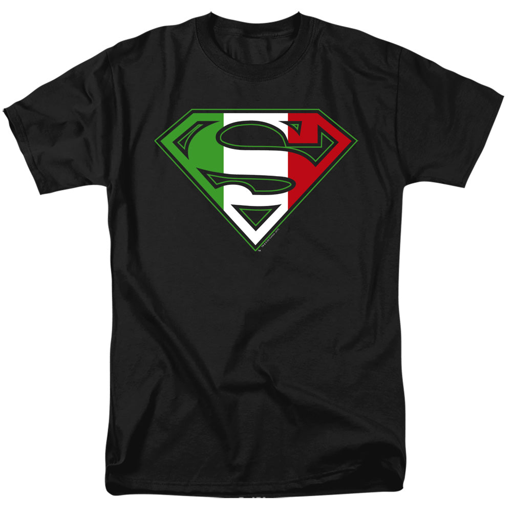 Superman - Italian Shield - Short Sleeve Adult 18/1 - Black T-shirt
