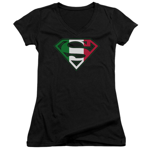 Superman - Italian Shield - Junior V-neck - Black