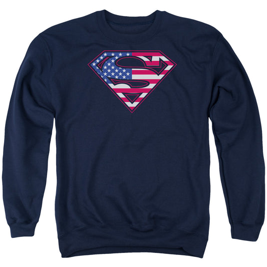 Superman - U S Shield - Adult Crewneck Sweatshirt - Navy