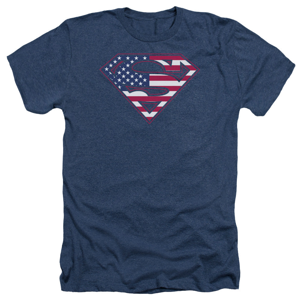 Superman - U S Shield - Adult Heather - Navy