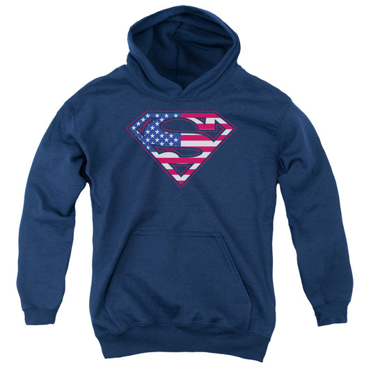 Superman U S Shield-youth Pull-over Hoodie - Navy