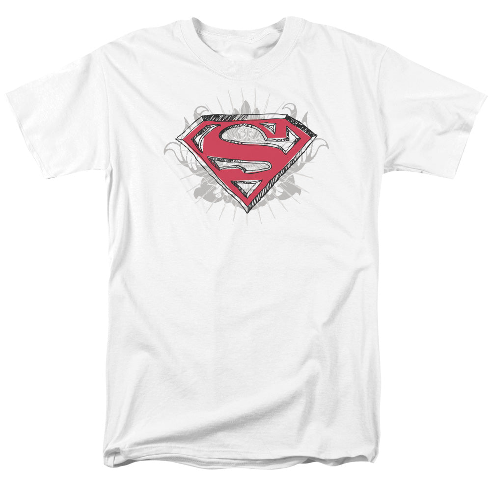 Superman - Hastily Drawn Shield - Short Sleeve Adult 18/1 - White T-shirt