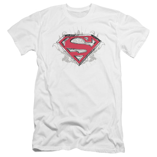 Superman - Hastily Drawn Shield-premuim Canvas Adult Slim Fit 30/1 - White