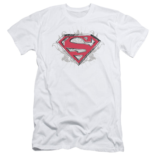 Superman - Hastily Drawn Shield - Short Sleeve Adult 30/1 - White T-shirt