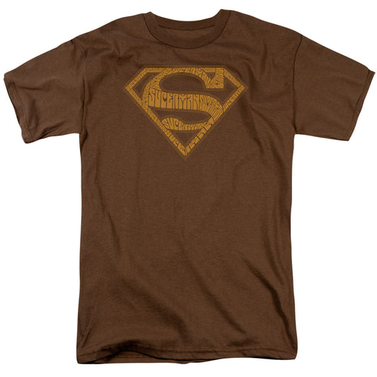 Superman - 60s Type Shield - Short Sleeve Adult 18/1 - Coffee T-shirt