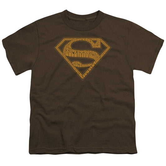 Superman - 60s Type Shield - Short Sleeve Youth 18/1 - Coffee T-shirt