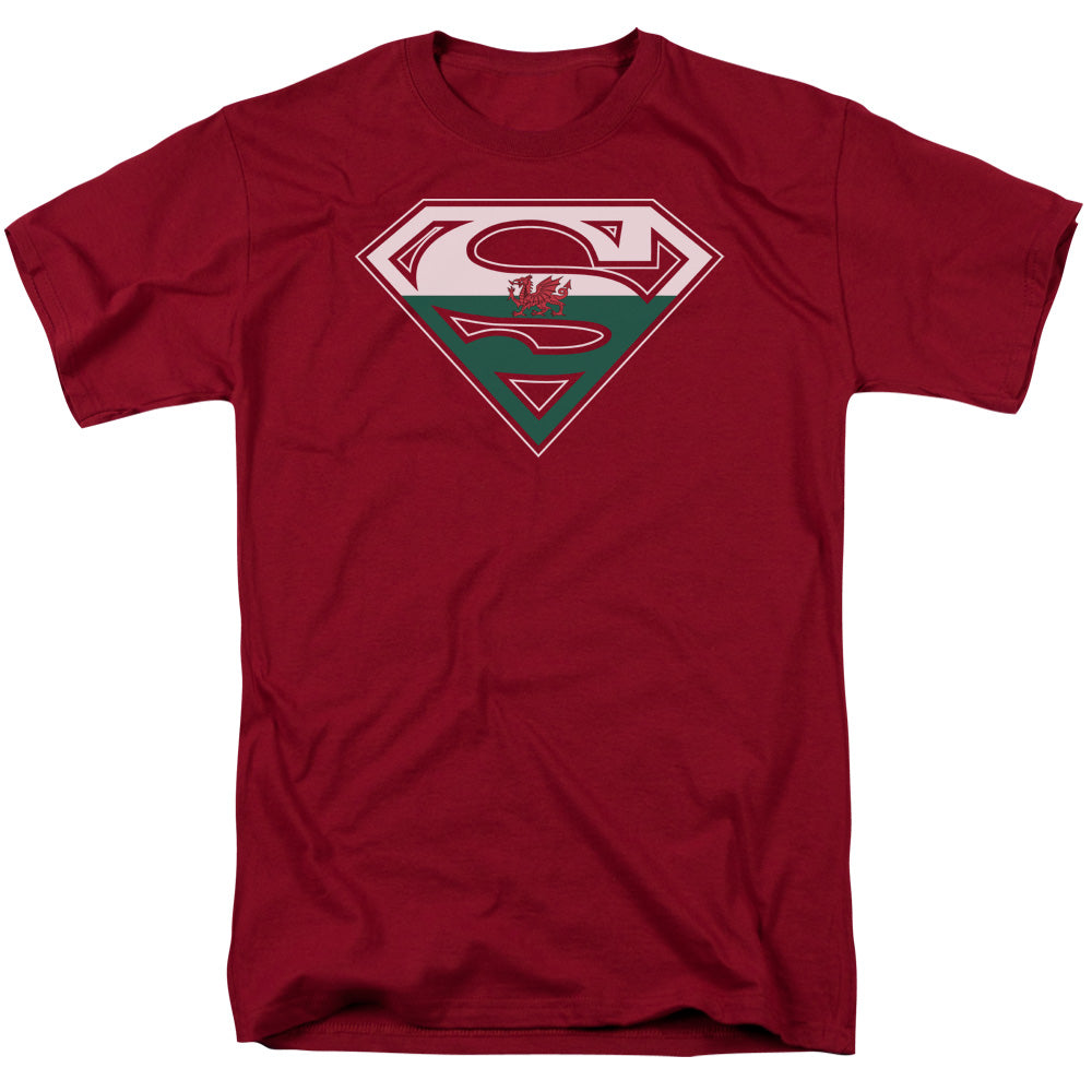 Superman - Welsh Shield - Short Sleeve Adult 18/1 - Cardinal T-shirt