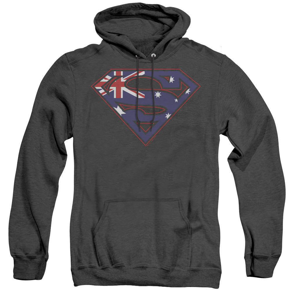 Superman - Australian Shield - Adult Heather Hoodie - Black