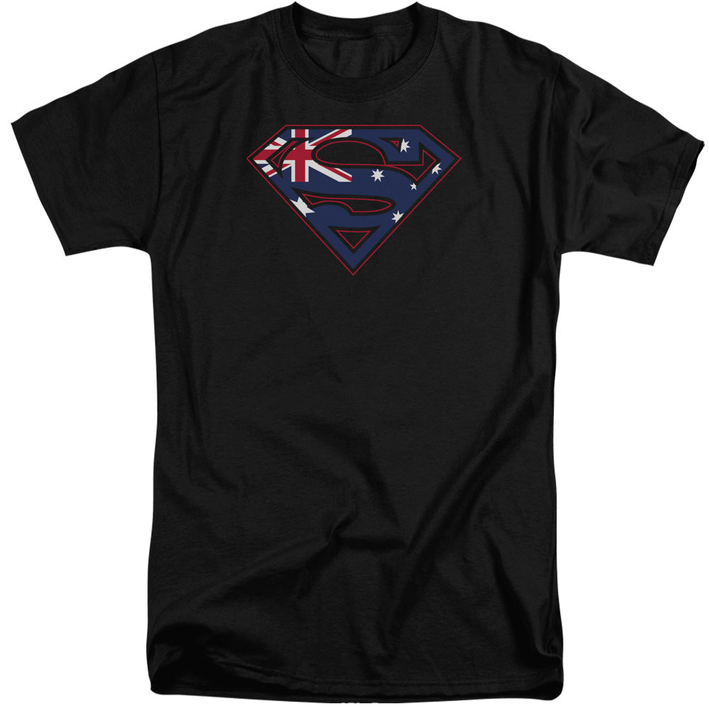 Superman - Australian Shield - Short Sleeve Adult Tall - Black T-shirt