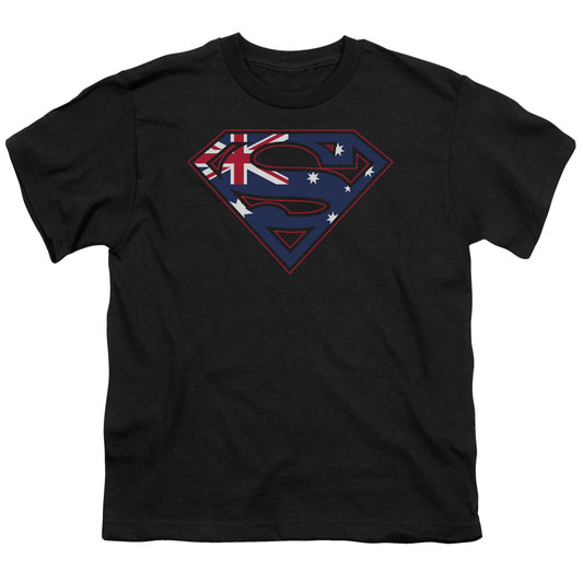 Superman - Australian Shield - Short Sleeve Youth 18/1 - Black T-shirt