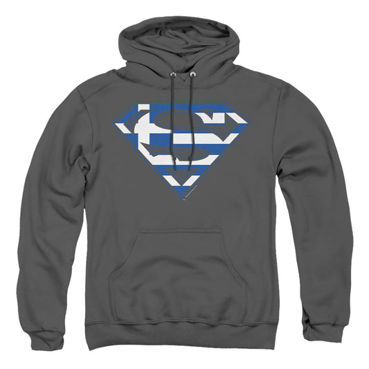 Superman - Greek Shield - Adult Pull-over Hoodie - Charcoal