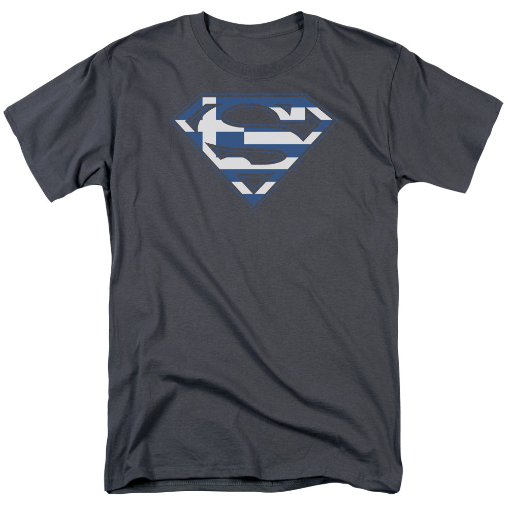 Superman - Greek Shield - Short Sleeve Adult 18/1 - Charcoal T-shirt