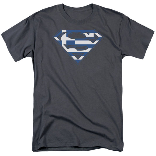 Superman - Greek Shield - Short Sleeve Adult 18/1 - Charcoal T-shirt
