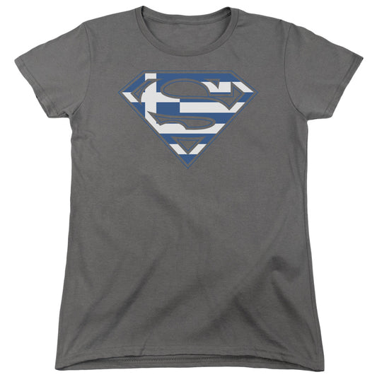 Superman - Greek Shield - Short Sleeve Womens Tee - Charcoal T-shirt