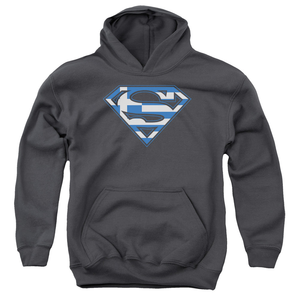 Superman - Greek Shield - Youth Pull-over Hoodie - Charcoal