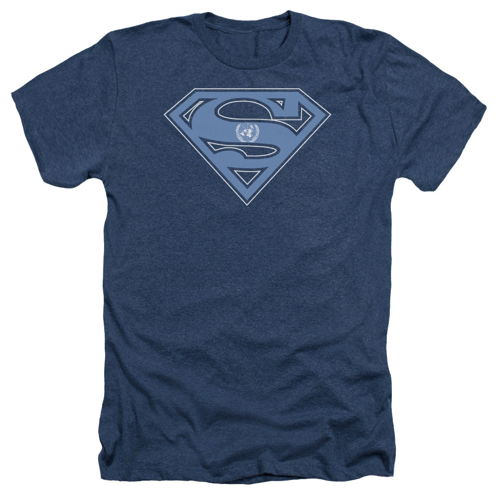 Superman - U N Shield - Adult Heather - Navy