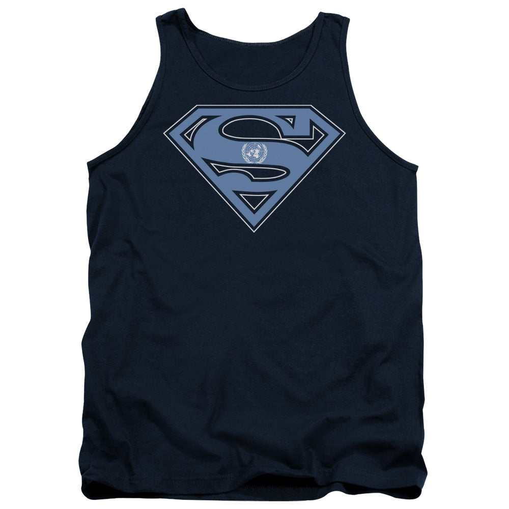 Superman - U N Shield - Adult Tank - Navy