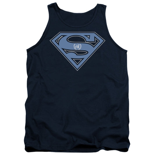 Superman - U N Shield - Adult Tank - Navy