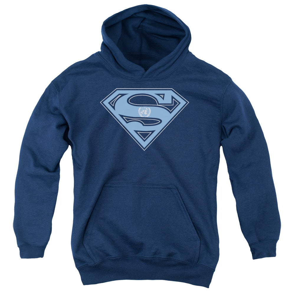 Superman - U N Shield - Youth Pull-over Hoodie - Navy