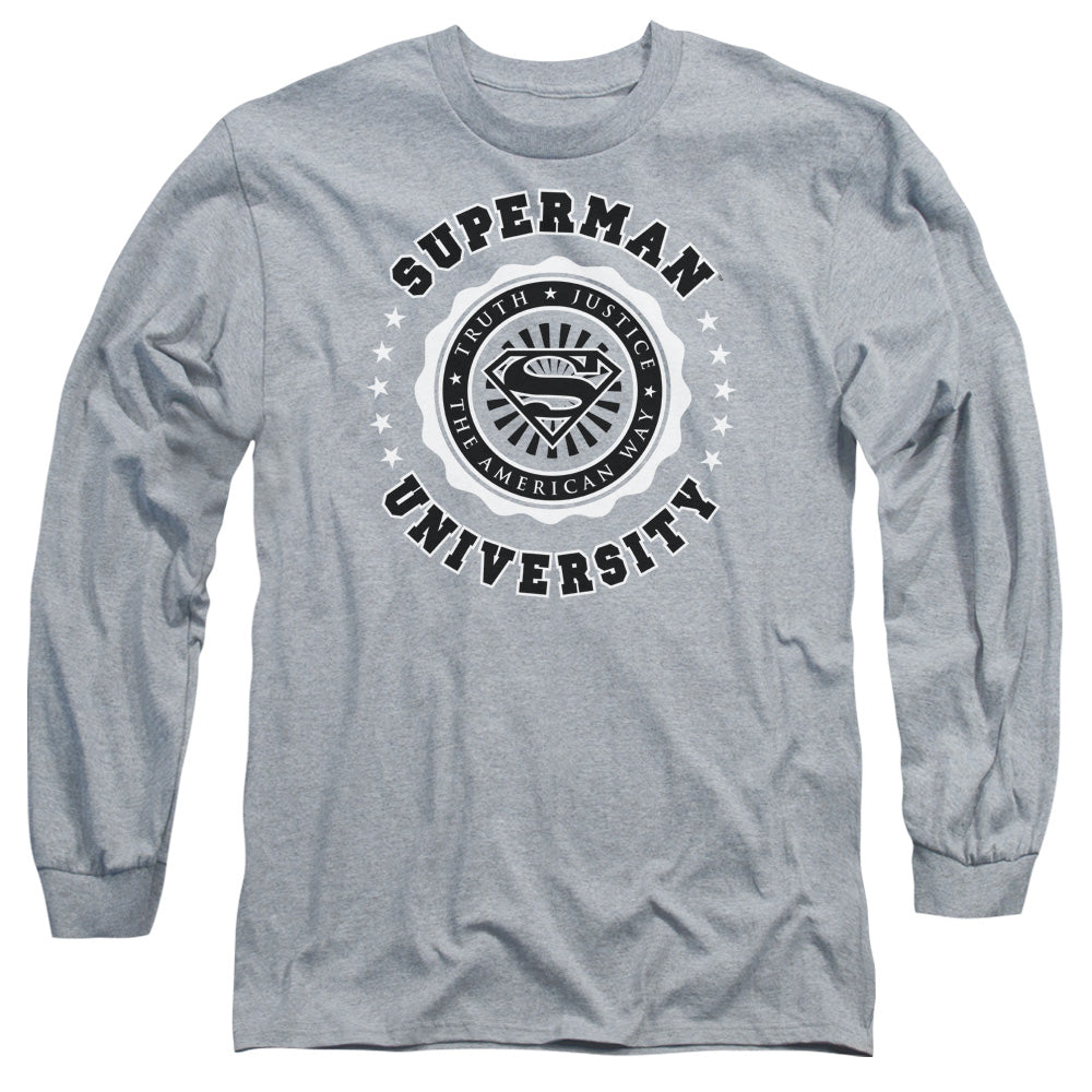 Superman - Superman University - Long Sleeve Adult 18/1 - Athletic Heather T-shirt
