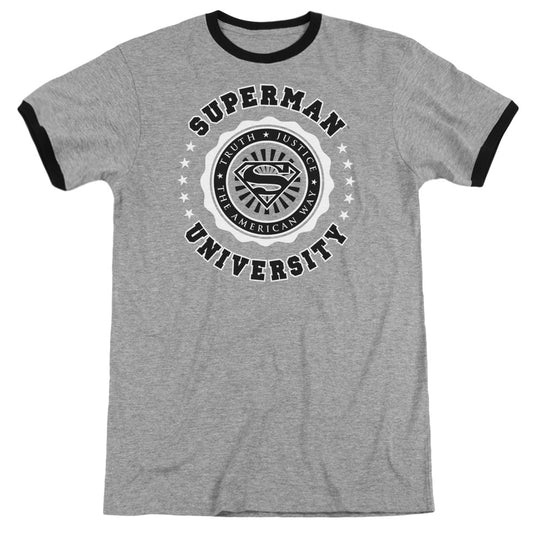 Superman - Superman University - Adult Ringer - Heather/black