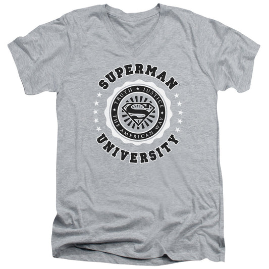 Superman - Superman University - Short Sleeve Adult V-neck - Athletic Heather T-shirt