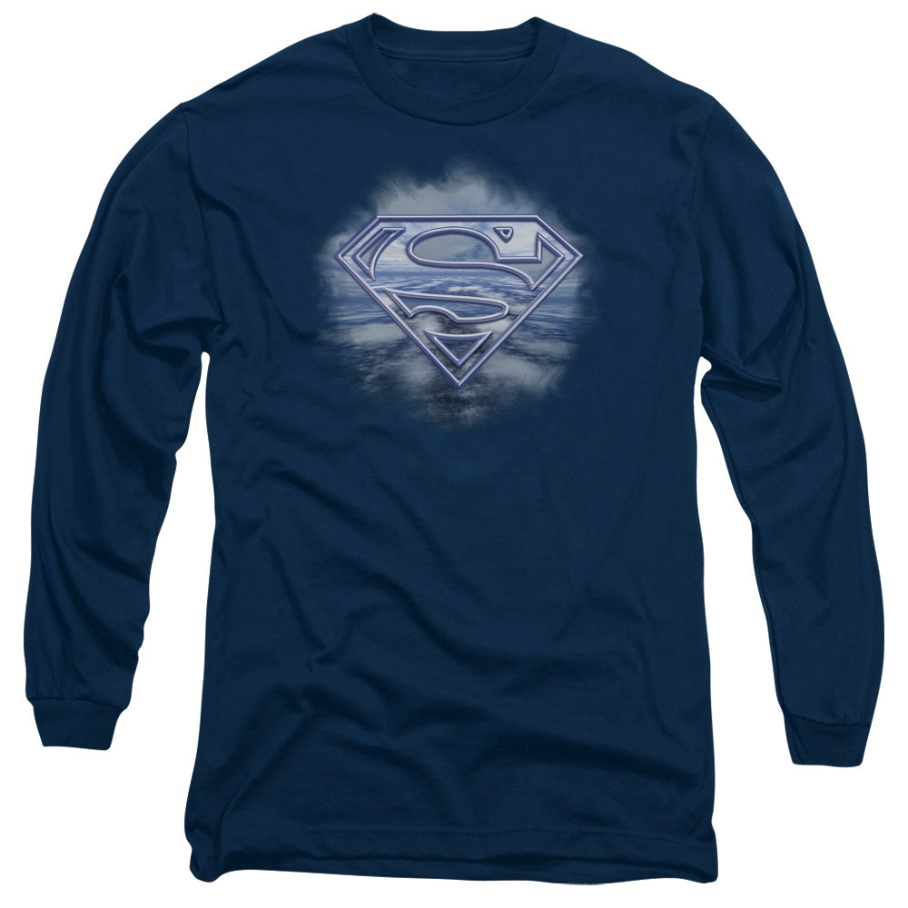 Superman - Freedom Of Flight - Long Sleeve Adult 18/1 - Navy T-shirt