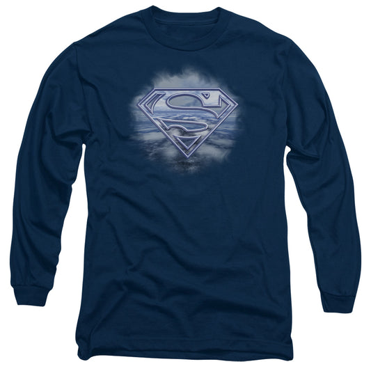 Superman - Freedom Of Flight - Long Sleeve Adult 18/1 - Navy T-shirt