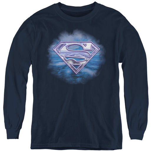 Superman Freedom Of Flight - Youth Long Sleeve Tee - Navy