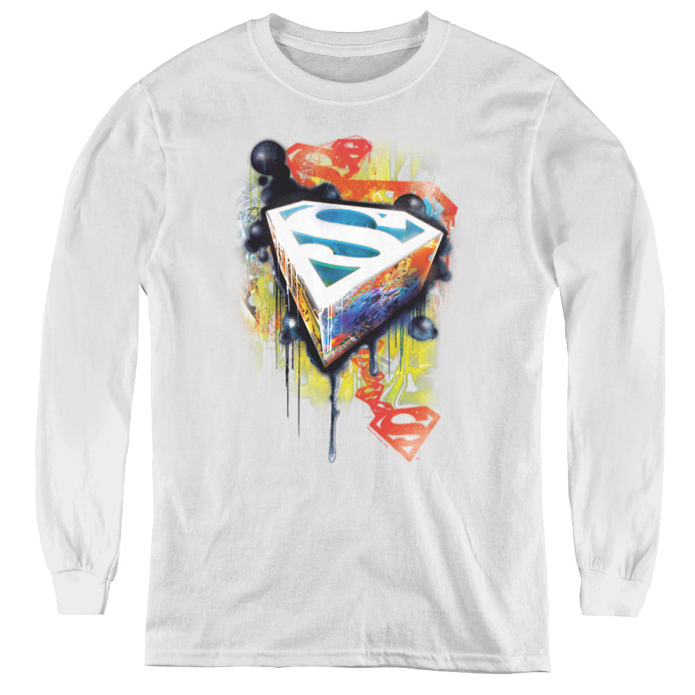 Superman - Urban Shields - Youth Long Sleeve Tee - White
