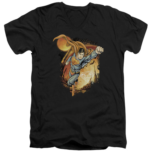 Superman - Last Sons - Short Sleeve Adult V-neck - Black T-shirt