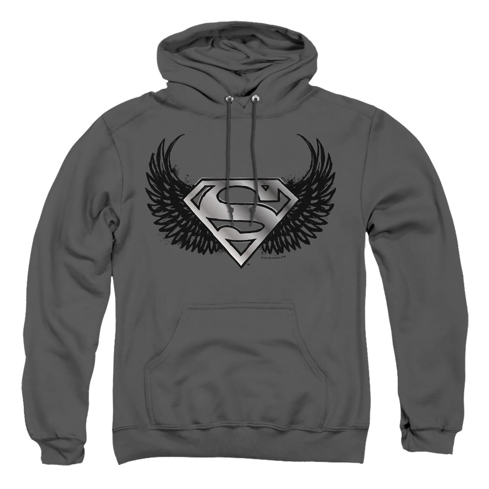 Superman - Dirty Wings - Adult Pull-over Hoodie - Charcoal