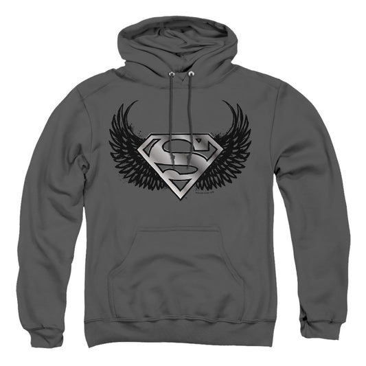 Superman - Dirty Wings - Adult Pull-over Hoodie - Charcoal