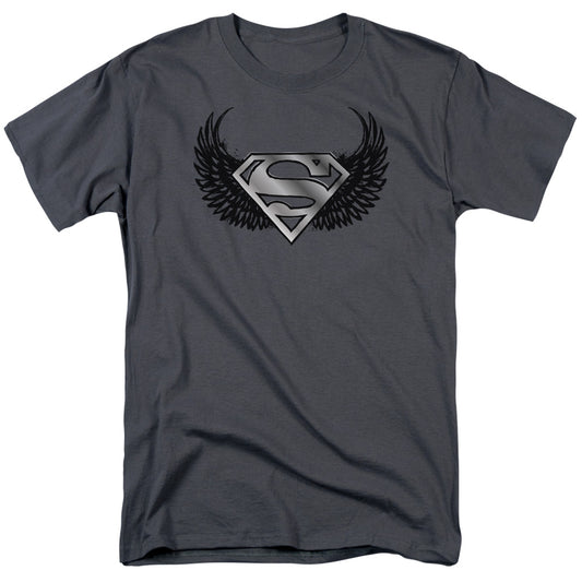 Superman - Dirty Wings - Short Sleeve Adult 18/1 - Charcoal T-shirt