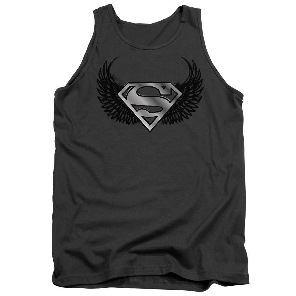 Superman - Dirty Wings - Adult Tank - Charcoal