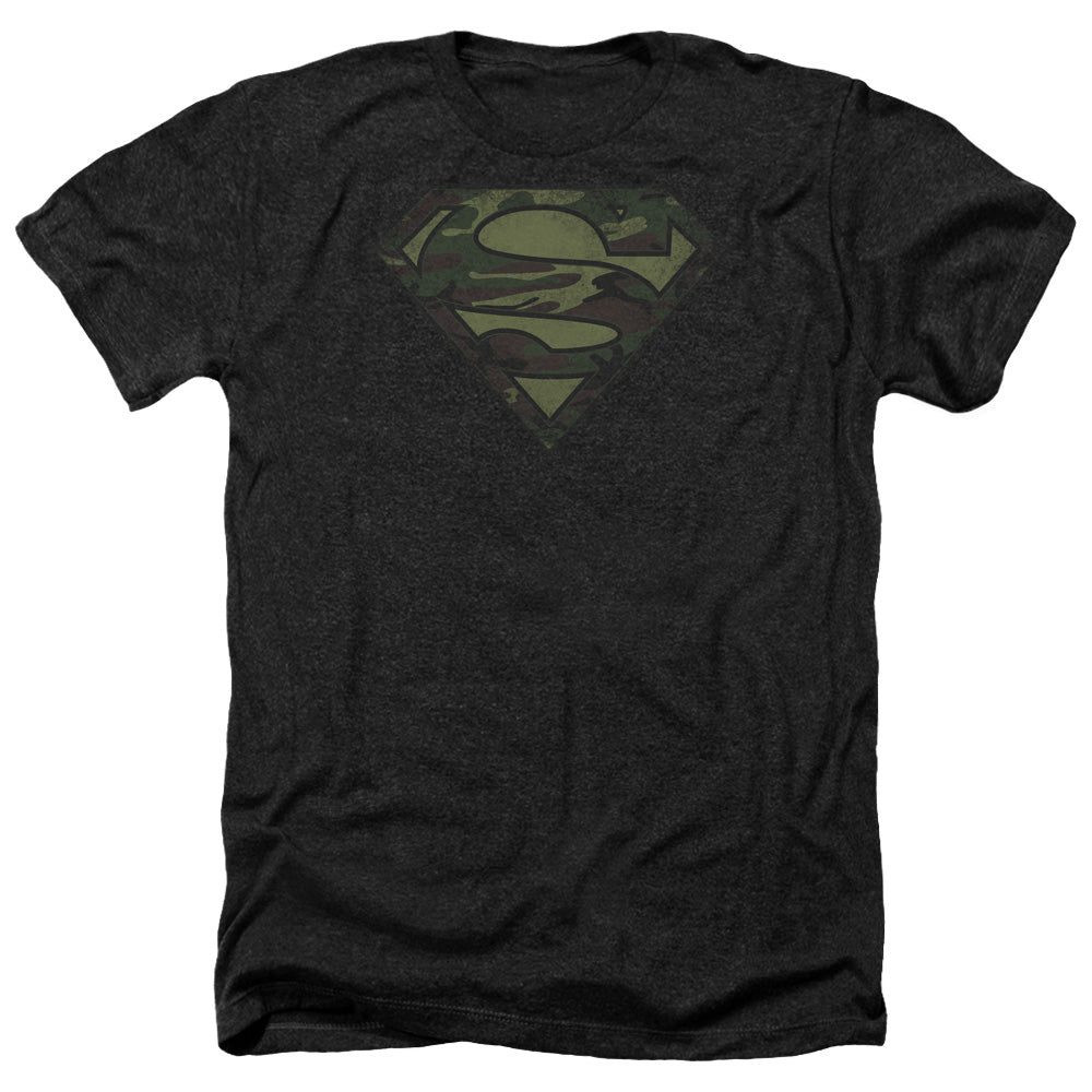 Superman - Camo Logo Distressed - Adult Heather-black