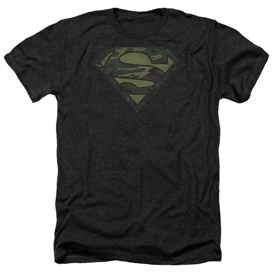 Superman - Camo Logo Distressed - Adult Heather-black