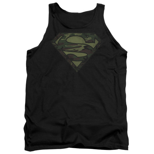 Superman - Camo Logo Distressed - Adult Tank - Black