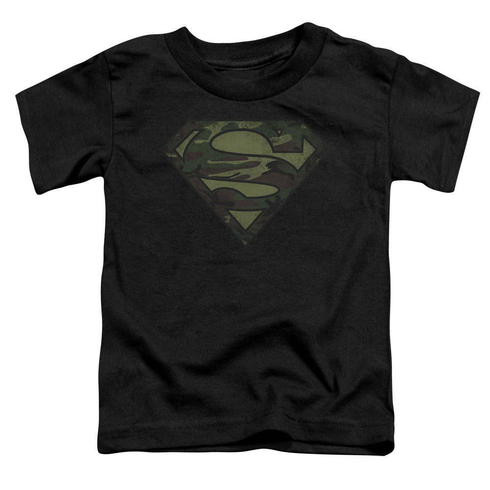 Superman - Camo Logo Distressed - Short Sleeve Toddler Tee - Black T-shirt
