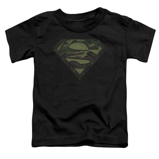 Superman - Camo Logo Distressed - Short Sleeve Toddler Tee - Black T-shirt